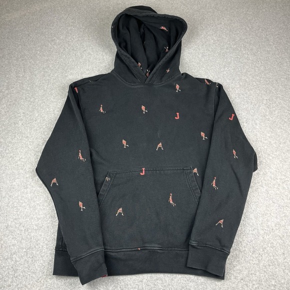 Jordan Hoodie Mens Small‎ Black All Over Print Digital Jumpman Fleece Nike Air - Picture 1 of 9
